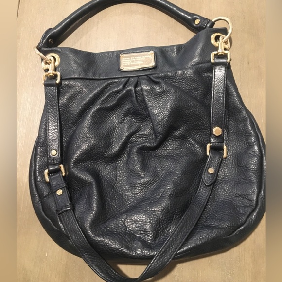 MARC JACOBS Black Tumbled Leather Top Handle Crossbody Women’s Workwear Satchel - Picture 2 of 13